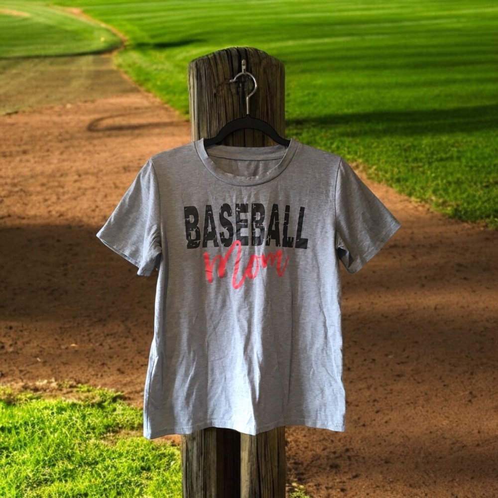 Grey 'Baseball Mom' T-Shirt